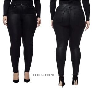 NWT GOOD AMERICAN Good Legs Coated Skinny Jeans in Black Plus Sz. 20
